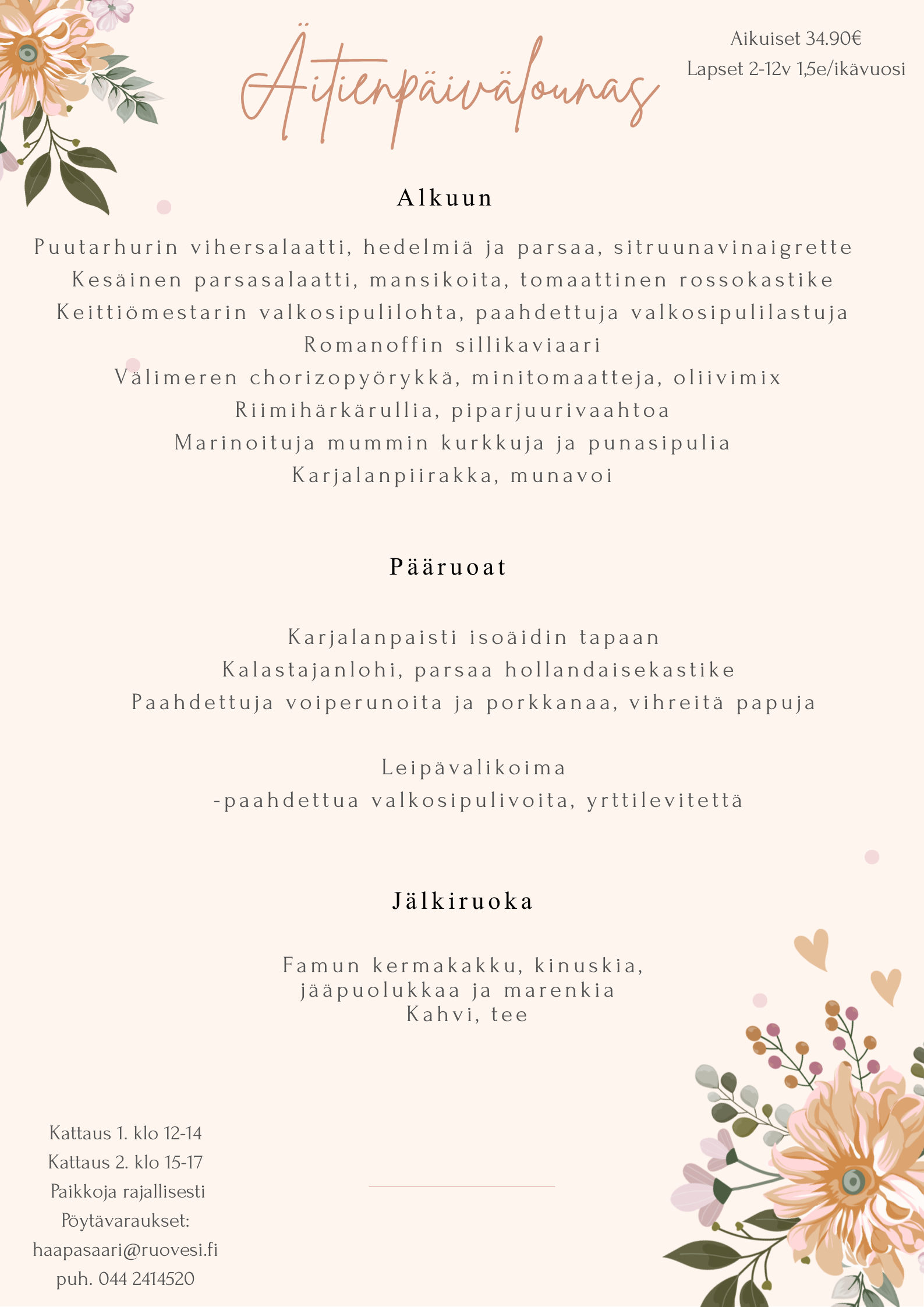 Äitienpäivämenu